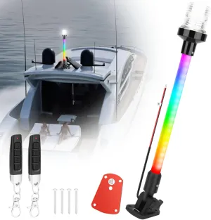 16inch Anchor Light RGBW Boat Stern Light IP67 Waterproof with Remote Control 180°Fold Down Marine Navigation Lights for Boats LED for Pontoon, Jon Boat, Bass Boat, Fishing Boats (16 inch)
