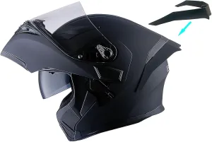 1Storm Motorcycle Modular Full Face Helmet Bike Flip up Dual Visor Sun Shield: HB89 Matt Black