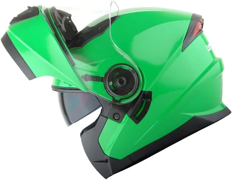 1Storm New Motorcycle Bike Modular Full Face Helmet Dual Visor Sun Shield: Glossy Green