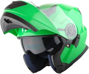 1Storm New Motorcycle Bike Modular Full Face Helmet Dual Visor Sun Shield: Glossy Green