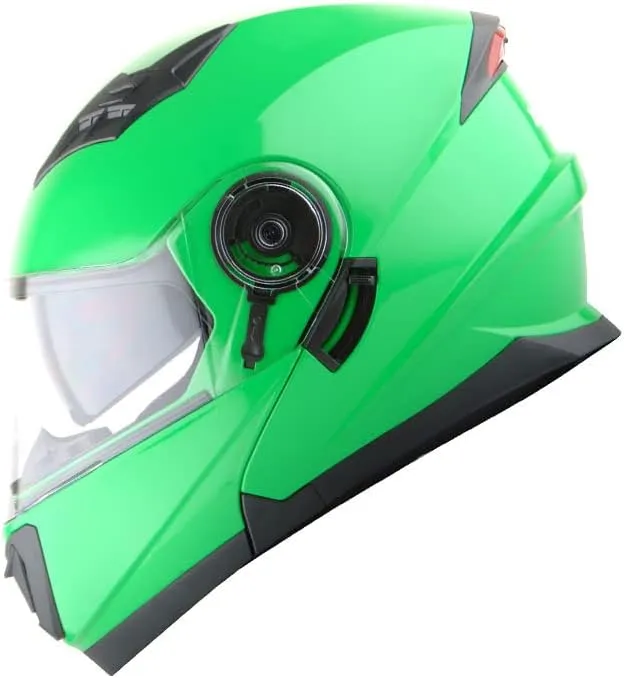 1Storm New Motorcycle Bike Modular Full Face Helmet Dual Visor Sun Shield: Glossy Green