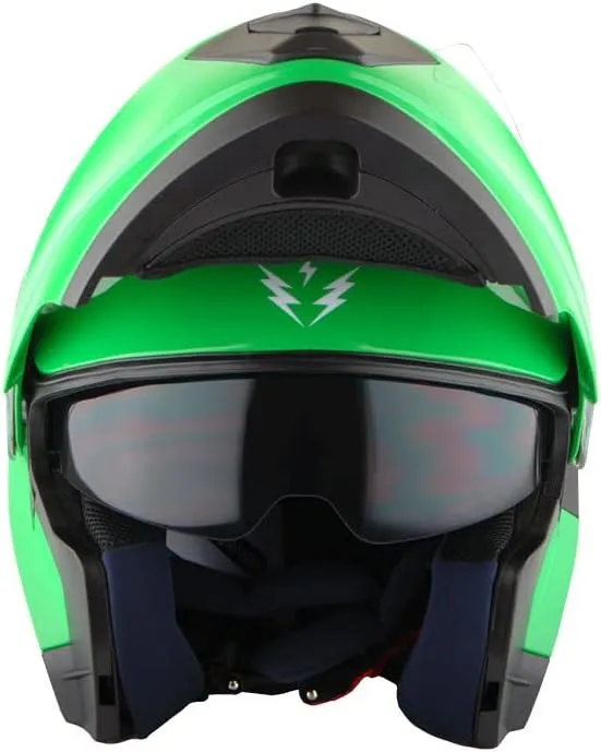 1Storm New Motorcycle Bike Modular Full Face Helmet Dual Visor Sun Shield: Glossy Green