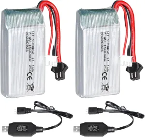 2 Pack 7.4V 1500mAh 903462 25C for Wltoys A959-B A969-B A979-B K929-B WLtoys 4WD High Speed RC Cars and Most 1/10, 1/12, 1/16 Scale RC Cars Trucks Rechargeable Li-ion Battery with SM-2P Joint