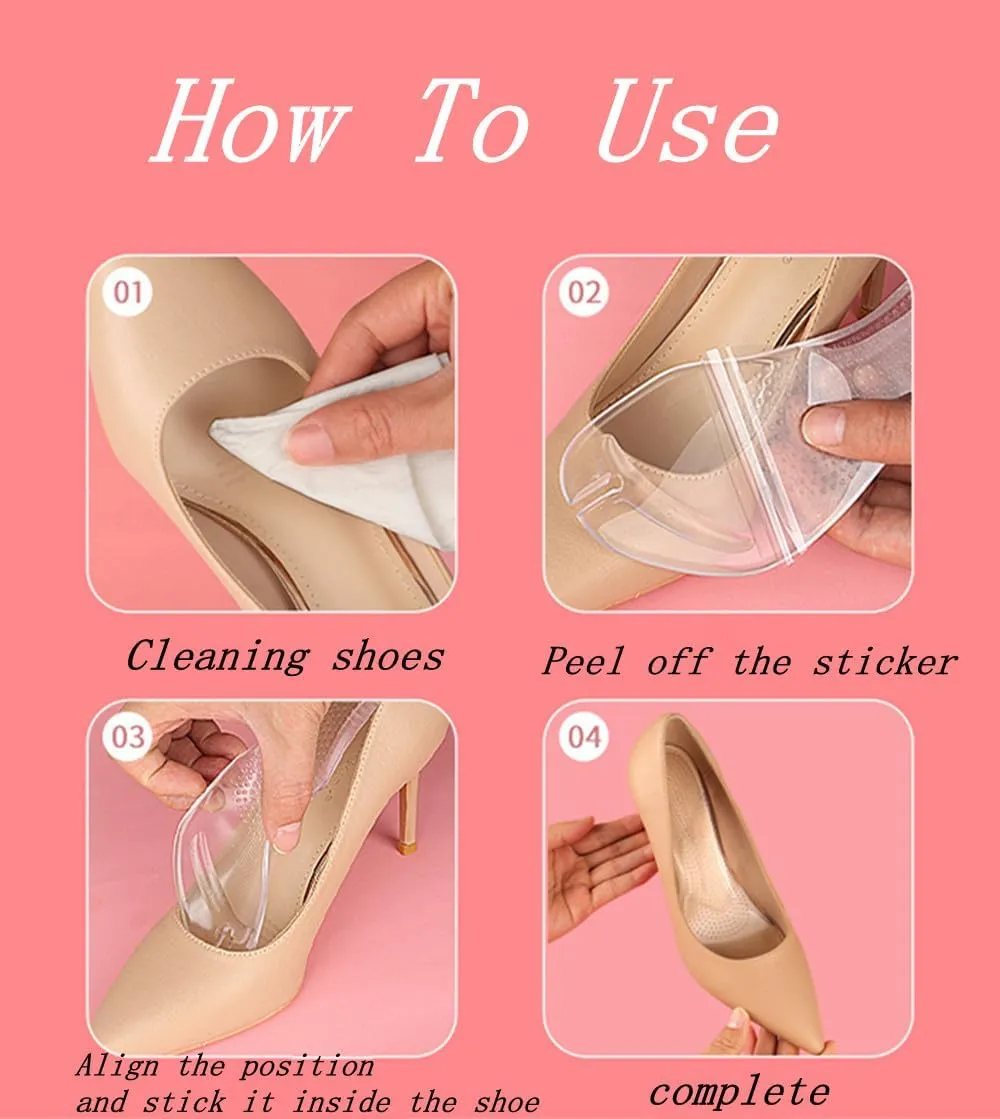 2 Pairs Gel Arch Support Cushion Insoles for Flip Flop Thong Sandals,Gel Adhesive Arch Support Flip Flop Thong Inserts Self Adhesive Gel Arch Support Cushion Insoles Pain Relief (Clear, S/M)