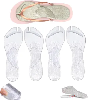2 Pairs Gel Arch Support Cushion Insoles for Flip Flop Thong Sandals,Gel Adhesive Arch Support Flip Flop Thong Inserts Self Adhesive Gel Arch Support Cushion Insoles Pain Relief (Clear, S/M)