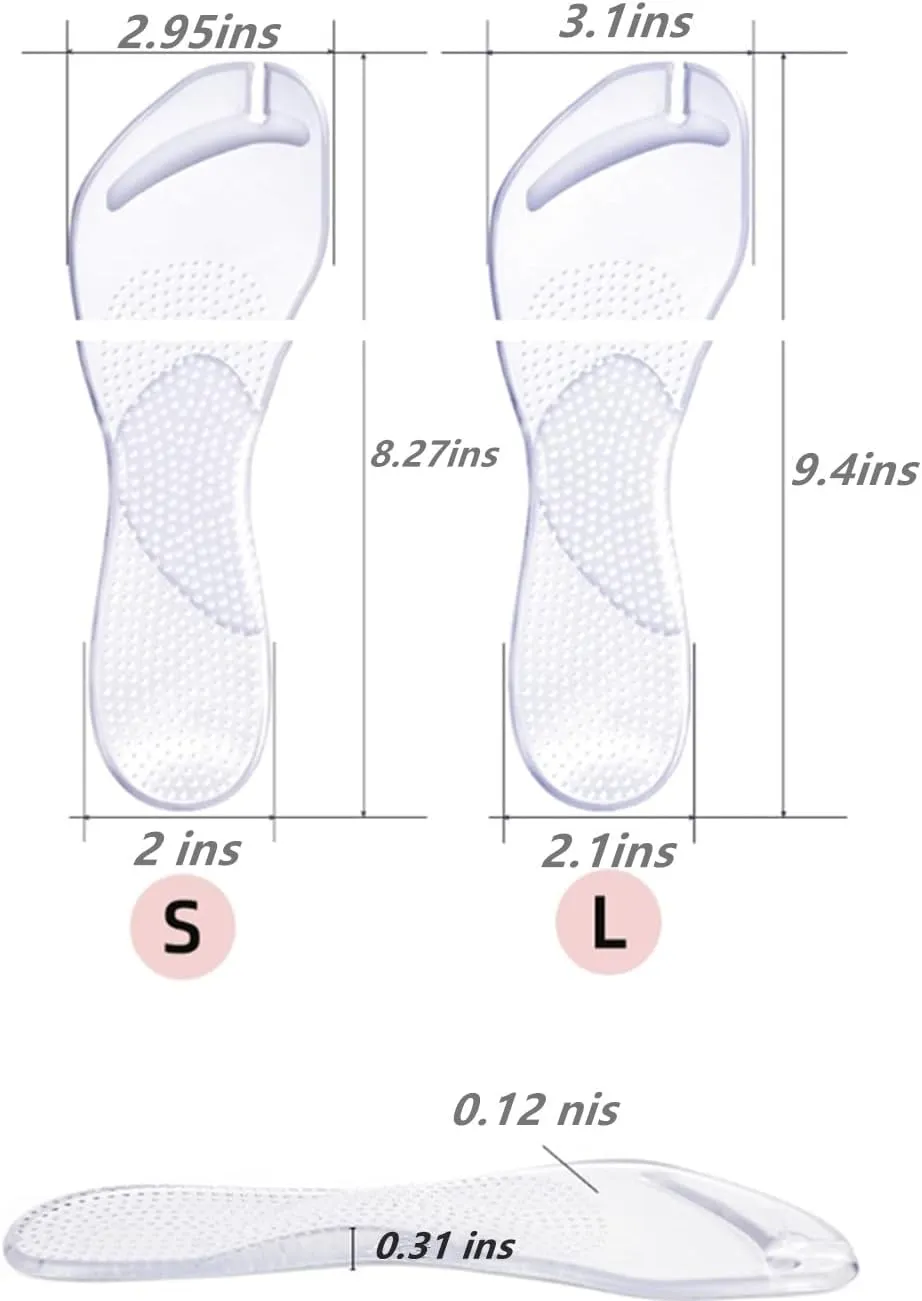 2 Pairs Gel Arch Support Cushion Insoles for Flip Flop Thong Sandals,Gel Adhesive Arch Support Flip Flop Thong Inserts Self Adhesive Gel Arch Support Cushion Insoles Pain Relief (Clear, S/M)