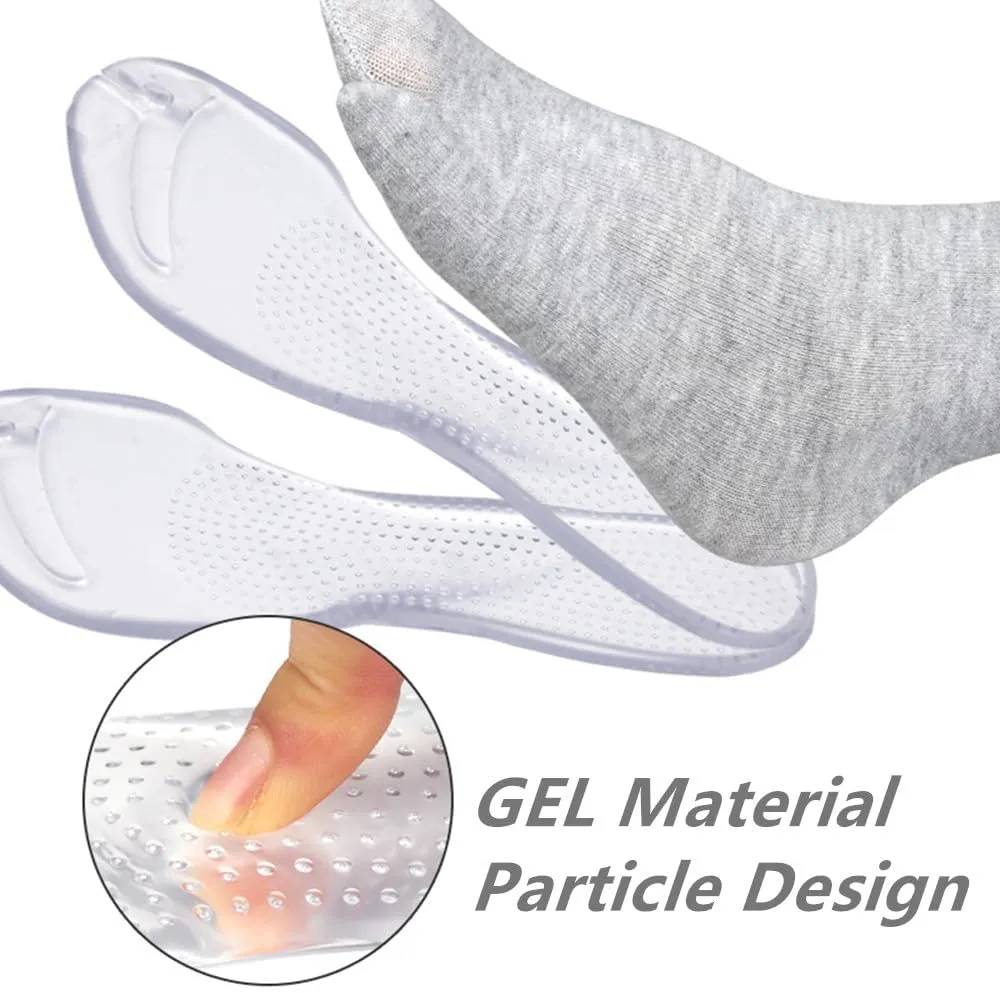 2 Pairs Gel Arch Support Cushion Insoles for Flip Flop Thong Sandals,Gel Adhesive Arch Support Flip Flop Thong Inserts Self Adhesive Gel Arch Support Cushion Insoles Pain Relief (Clear, S/M)