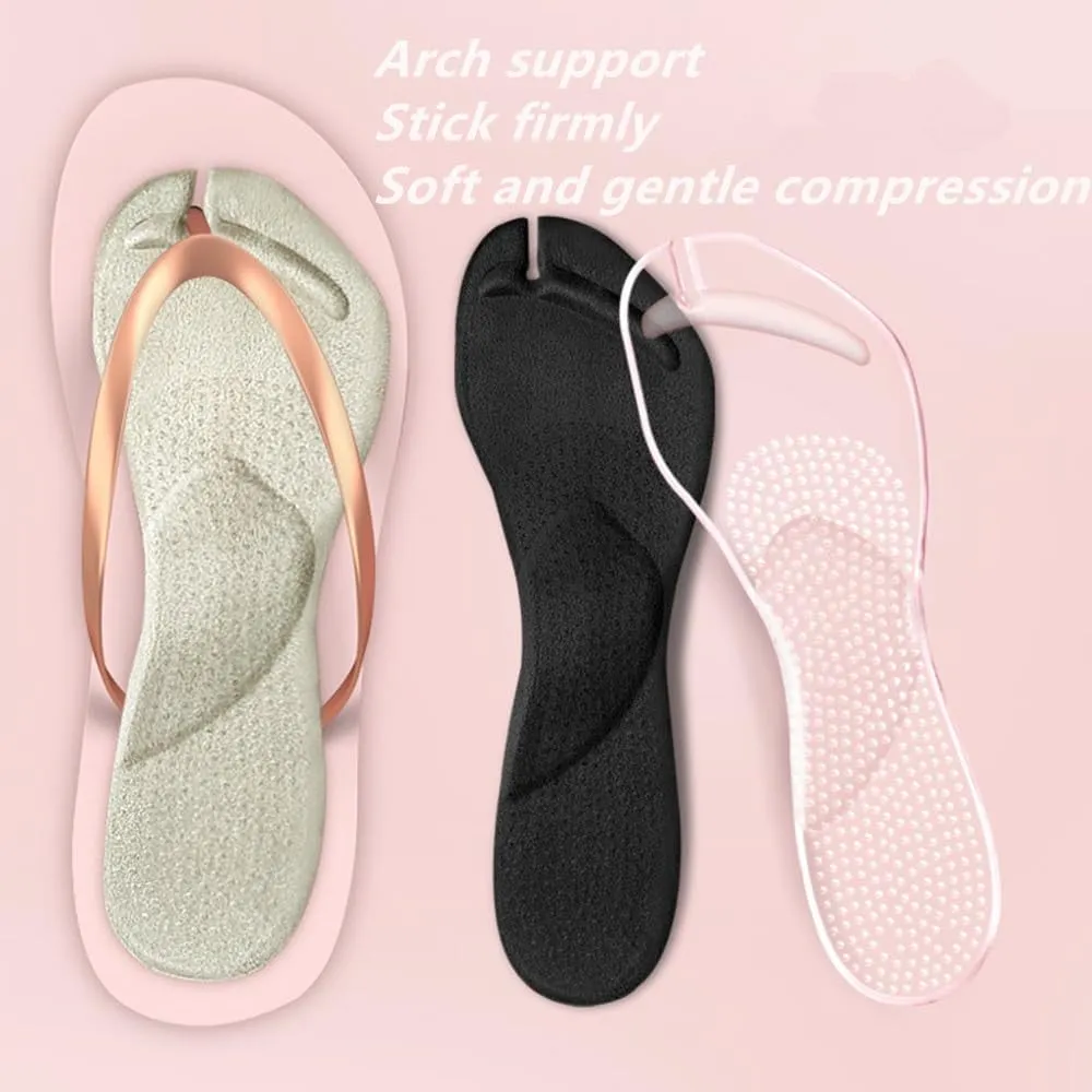 2 Pairs Gel Arch Support Cushion Insoles for Flip Flop Thong Sandals,Gel Adhesive Arch Support Flip Flop Thong Inserts Self Adhesive Gel Arch Support Cushion Insoles Pain Relief (Clear, S/M)