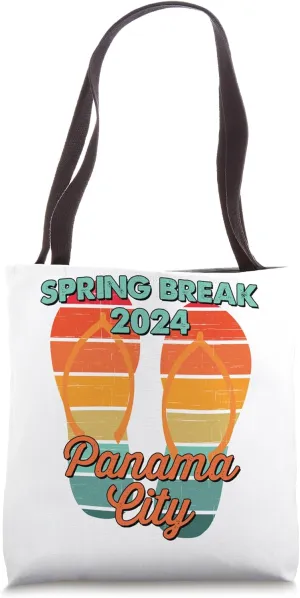 2024 Spring Break Panama City Beach Flip Flops Men Vintage Tote Bag
