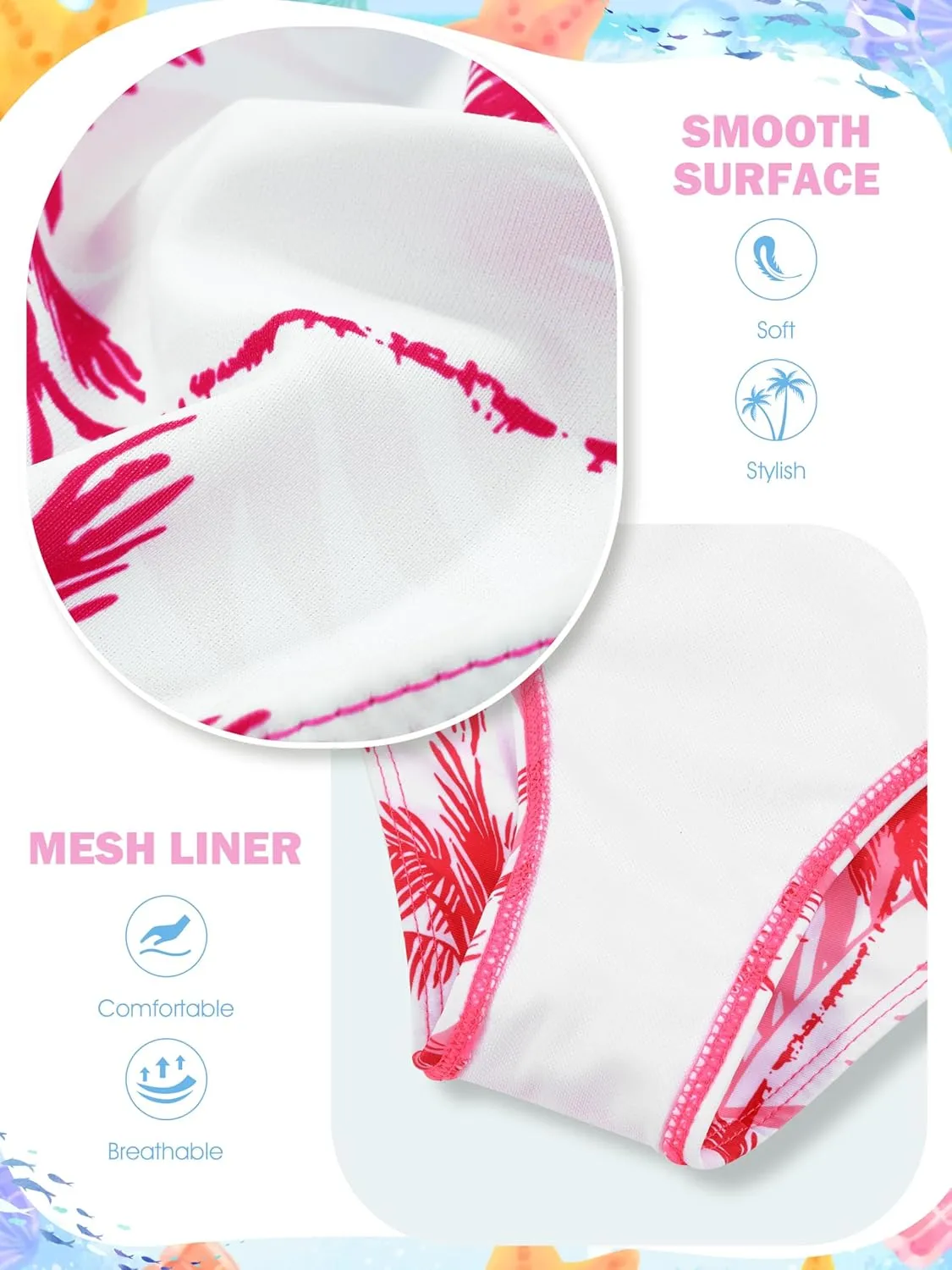 3 Pieces Girls Swimsuits Bikini Set Tropical Print Bikini Set Criss Cross Bathing Suit with Cover Up Skirt for Kids