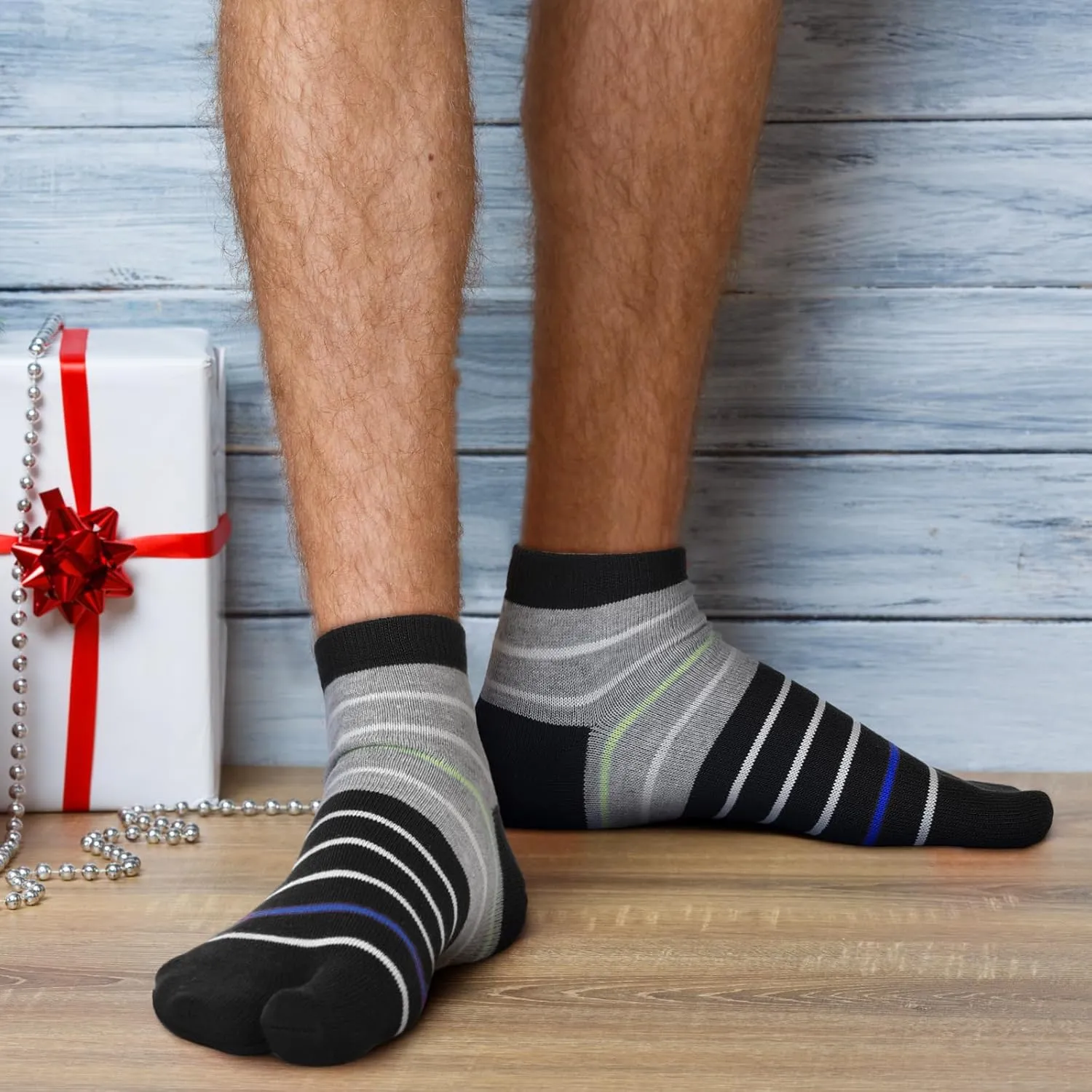 6 Pairs Men's Tabi Socks Flip Flop Split Toe Cotton Socks for Men Athletic Wicking