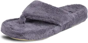 Acorn Women's Spa Thong Slippers with Cloud Contour Comfort - Arch Support and Plush Fluffy Terry Lining, Perfect for Beach, Camping, Poolside, or Bathroom Wear