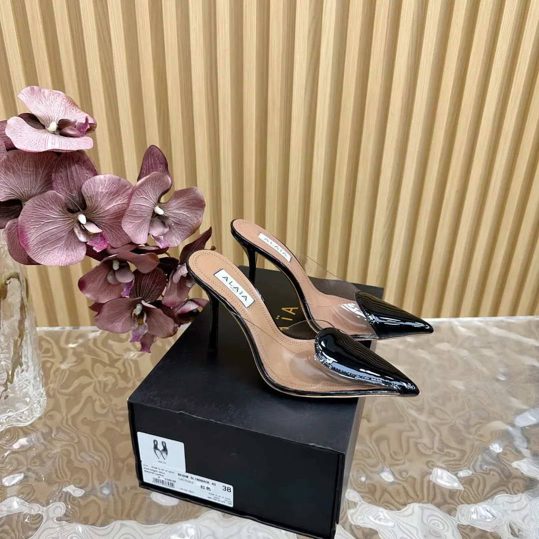 Alaila Mule 100mm In Black Lambskin  957217