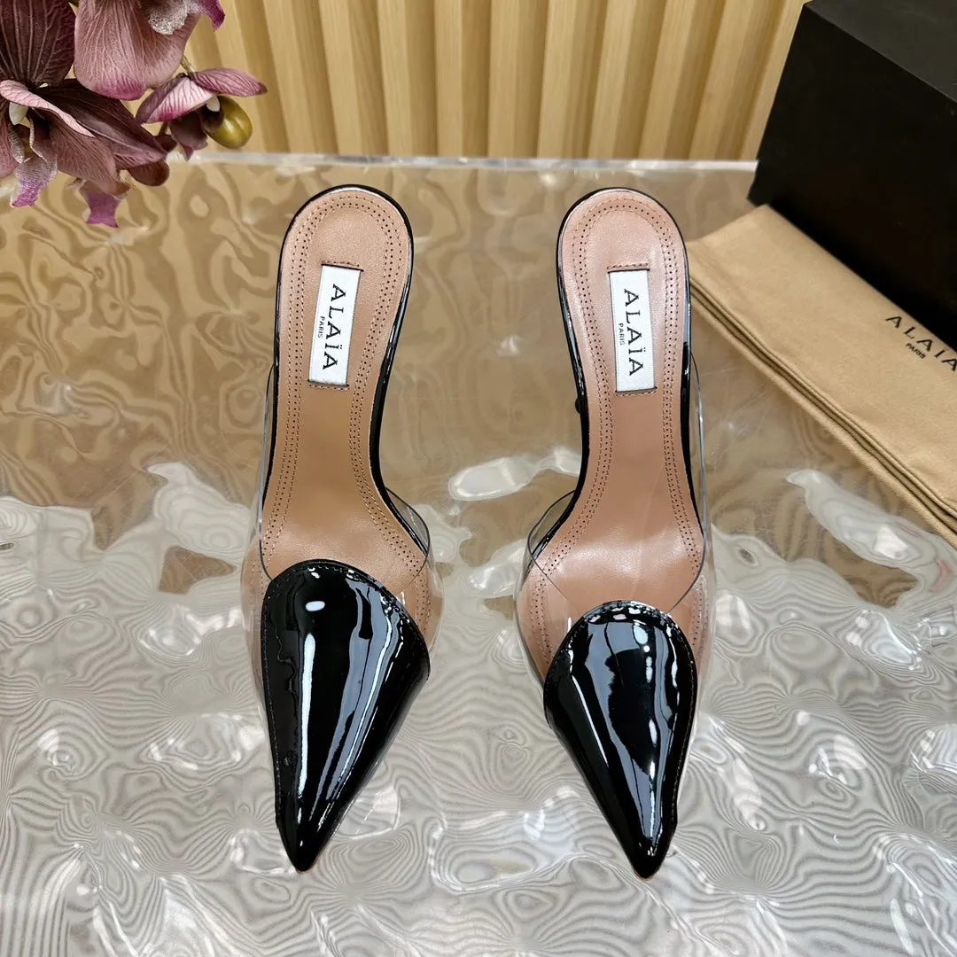 Alaila Mule 100mm In Black Lambskin  957217
