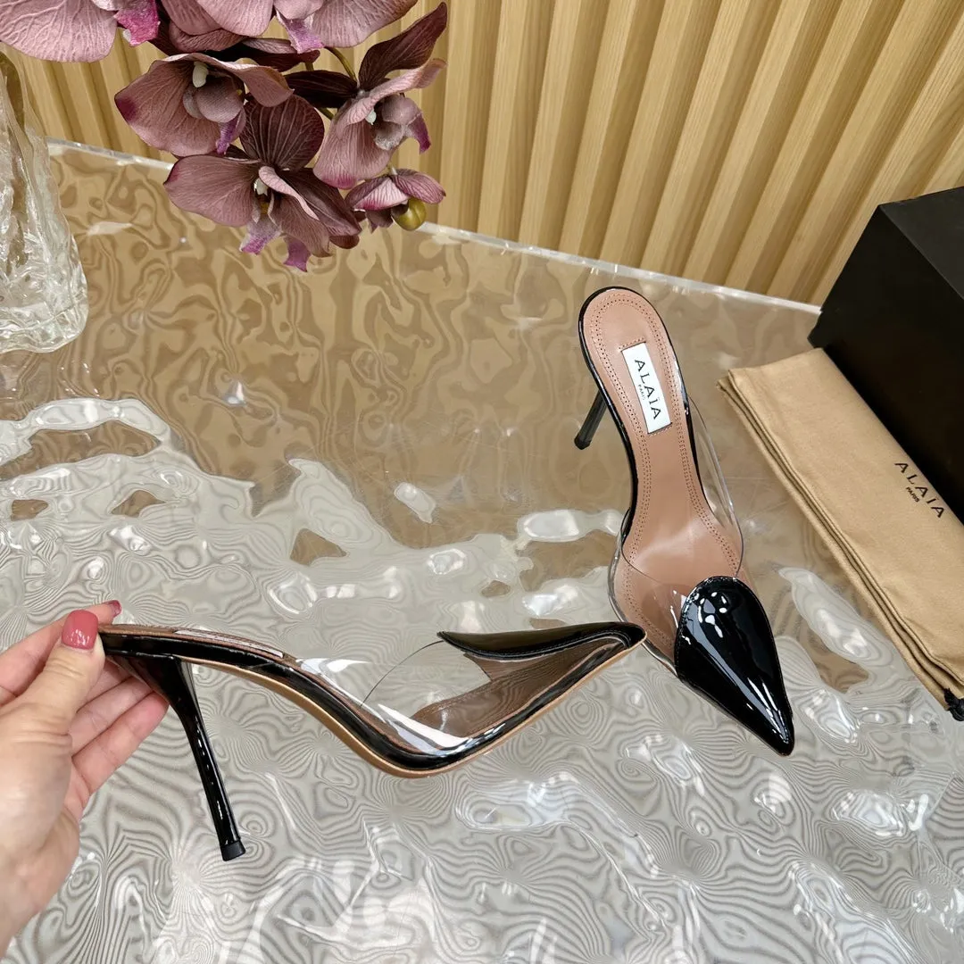 Alaila Mule 100mm In Black Lambskin  957217