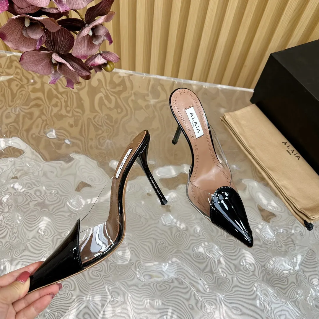 Alaila Mule 100mm In Black Lambskin  957217