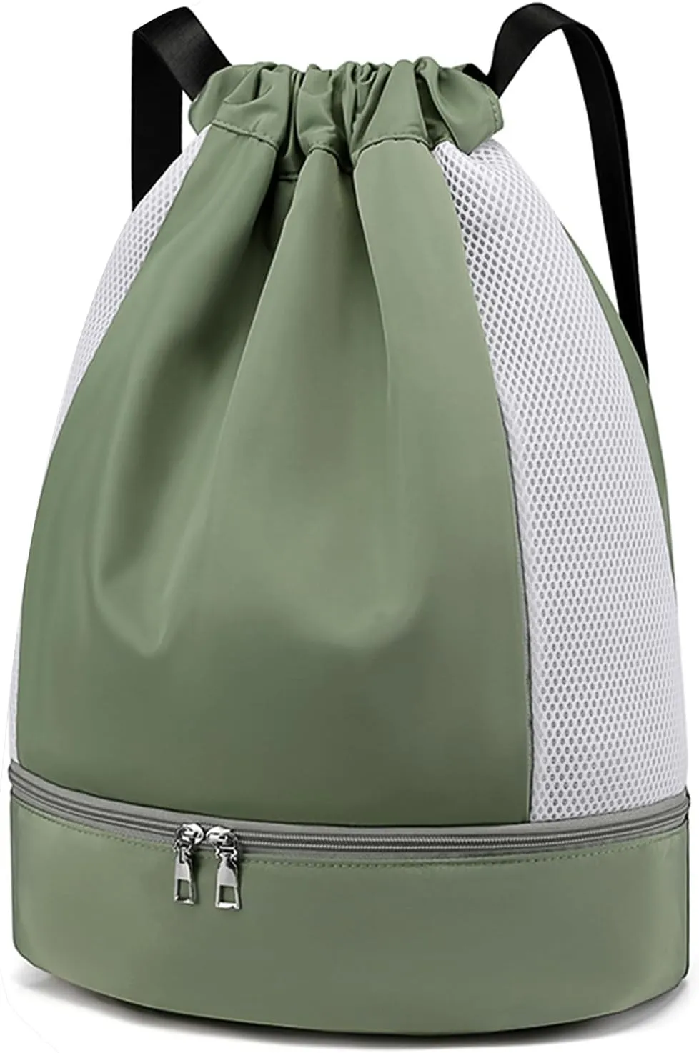 ALUSBELL Large Drawstring Backpack Sports Gym Sackpack Basketball Bag String Bag Cinch Beach Swim Bag for Women Men,Green