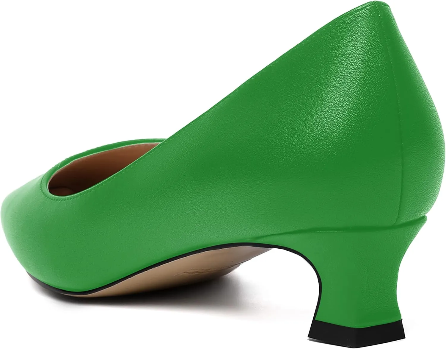 AMBELIGHT Womens Square Toe Solid Matte Office Casual Slip On Kitten Low Heel Pumps Shoes 1.5 Inch