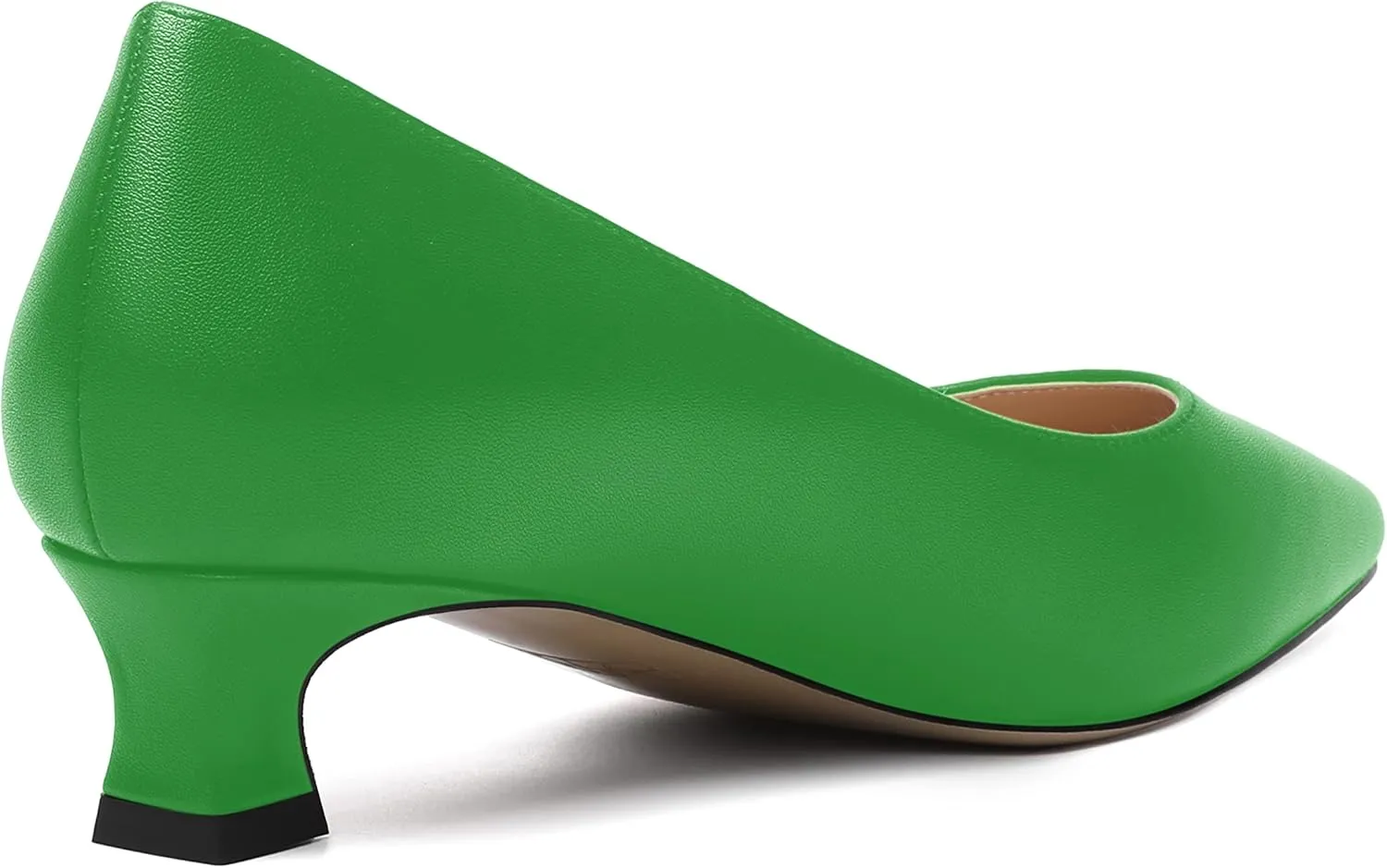 AMBELIGHT Womens Square Toe Solid Matte Office Casual Slip On Kitten Low Heel Pumps Shoes 1.5 Inch