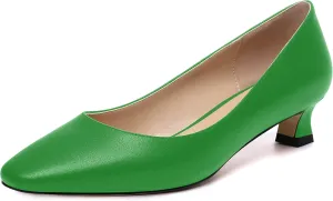 AMBELIGHT Womens Square Toe Solid Matte Office Casual Slip On Kitten Low Heel Pumps Shoes 1.5 Inch