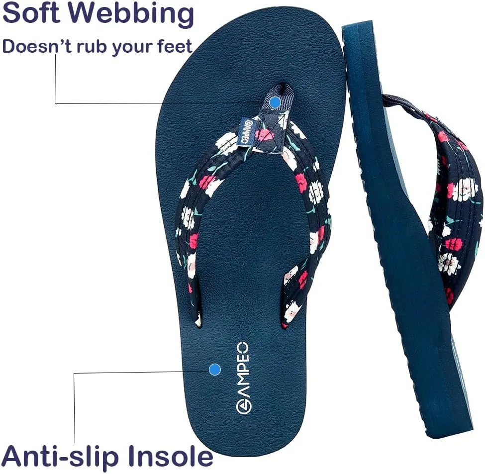 Ampeo Women's Arch Support Flip Flops Comfortable Casual Summer Beach Thong Sandals