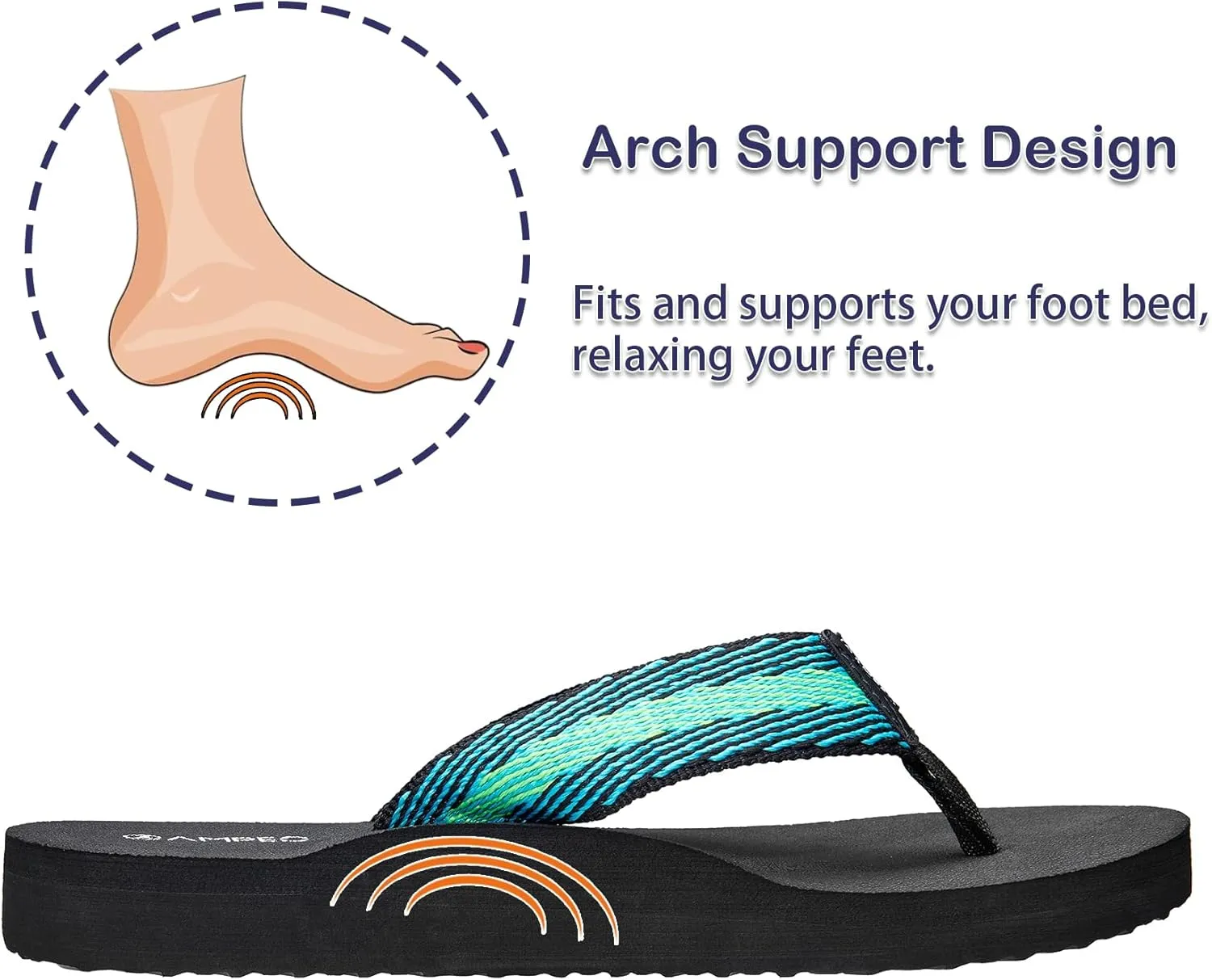 Ampeo Women's Arch Support Flip Flops Comfortable Casual Summer Beach Thong Sandals