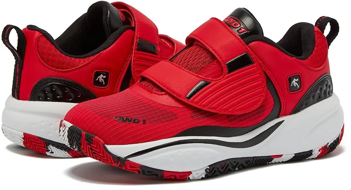AND1 Revel Low Girls & Boys Basketball Shoes Kids with Hook and Loop Closure, Little Kid 11 to Big Kid 7 Kids Basketball Sneakers Boys
