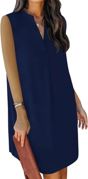 ANFTFH Women's Sleeveless Dresses 2025 V Neck Casual Trendy Dresses（S-2XL）