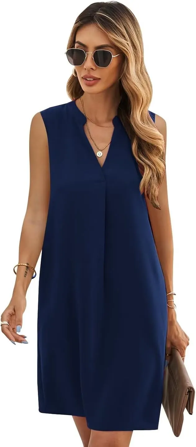 ANFTFH Women's Sleeveless Dresses 2025 V Neck Casual Trendy Dresses（S-2XL）