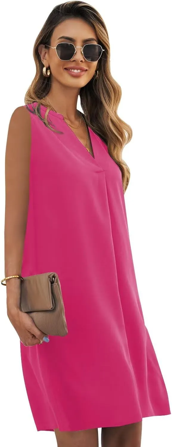 ANFTFH Women's Sleeveless Dresses 2025 V Neck Casual Trendy Dresses（S-2XL）
