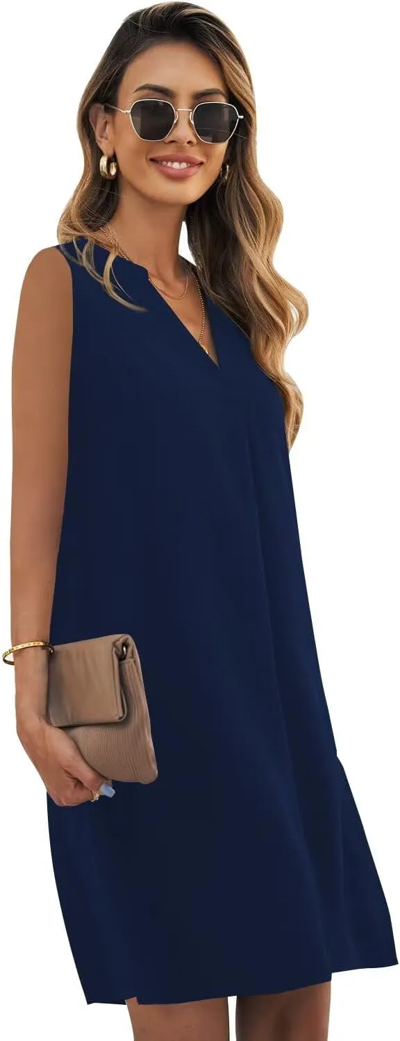 ANFTFH Women's Sleeveless Dresses 2025 V Neck Casual Trendy Dresses（S-2XL）