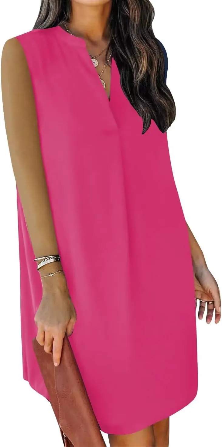 ANFTFH Women's Sleeveless Dresses 2025 V Neck Casual Trendy Dresses（S-2XL）