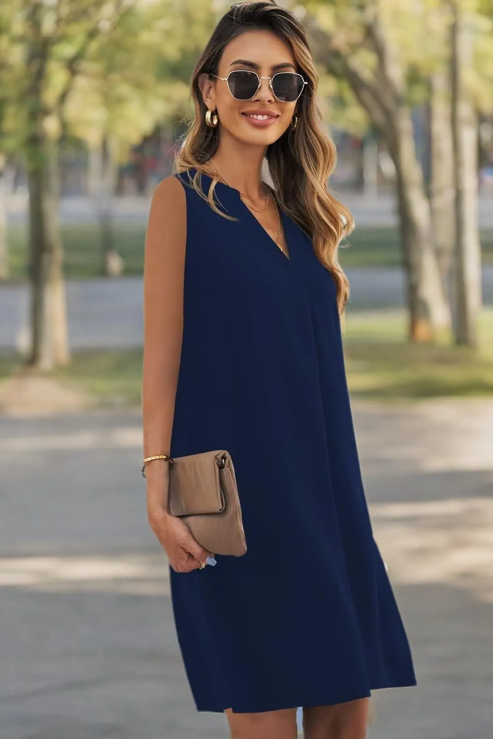 ANFTFH Women's Sleeveless Dresses 2025 V Neck Casual Trendy Dresses（S-2XL）