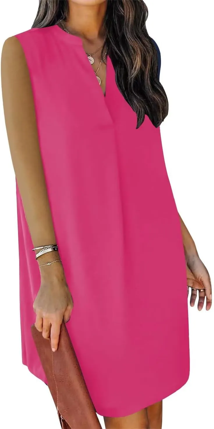 ANFTFH Women's Sleeveless Dresses 2025 V Neck Casual Trendy Dresses（S-2XL）