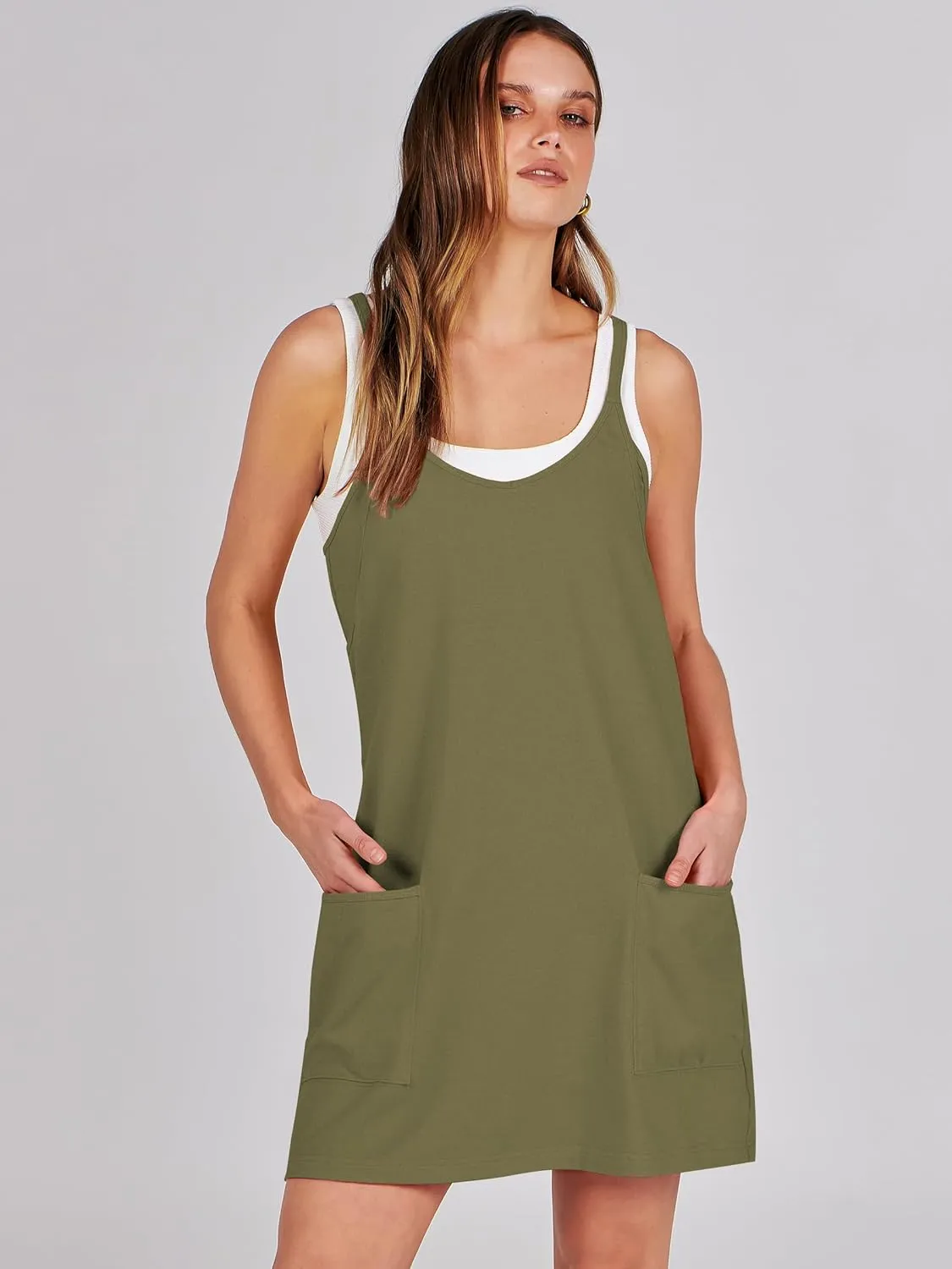 ANRABESS Women Athletic Dress Summer Tennis Workout Active Sports Mini Romper Dress Built in Shorts Travel Vacation Clothes