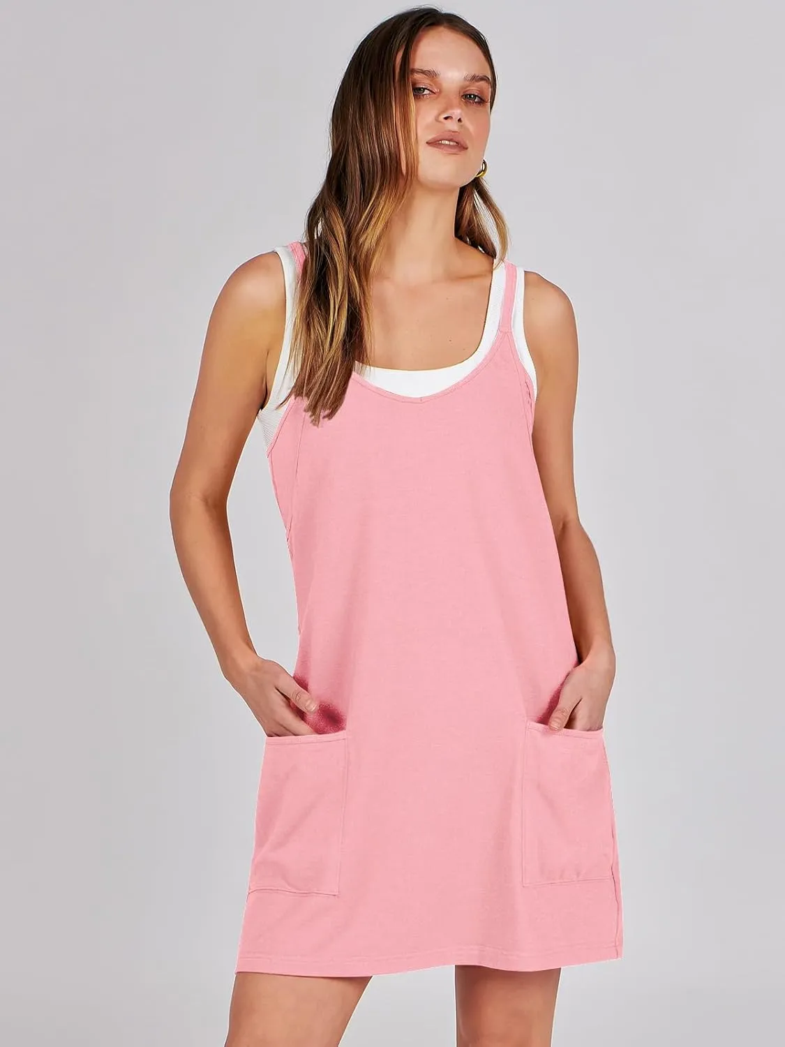 ANRABESS Women Athletic Dress Summer Tennis Workout Active Sports Mini Romper Dress Built in Shorts Travel Vacation Clothes