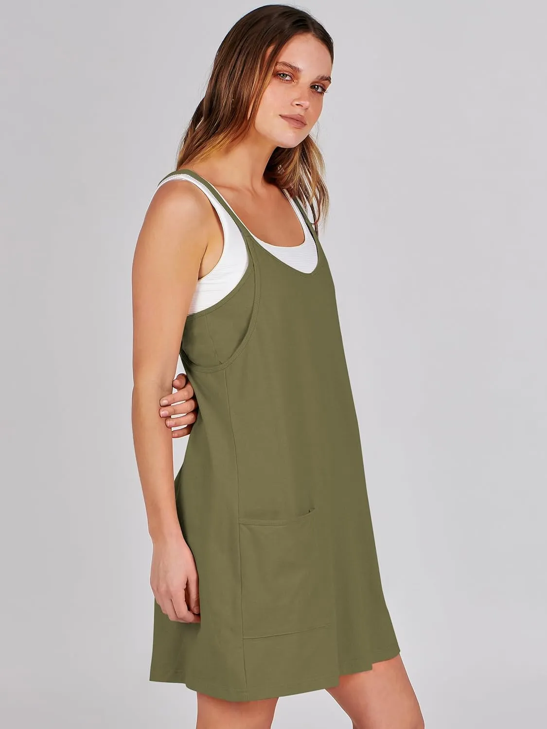 ANRABESS Women Athletic Dress Summer Tennis Workout Active Sports Mini Romper Dress Built in Shorts Travel Vacation Clothes