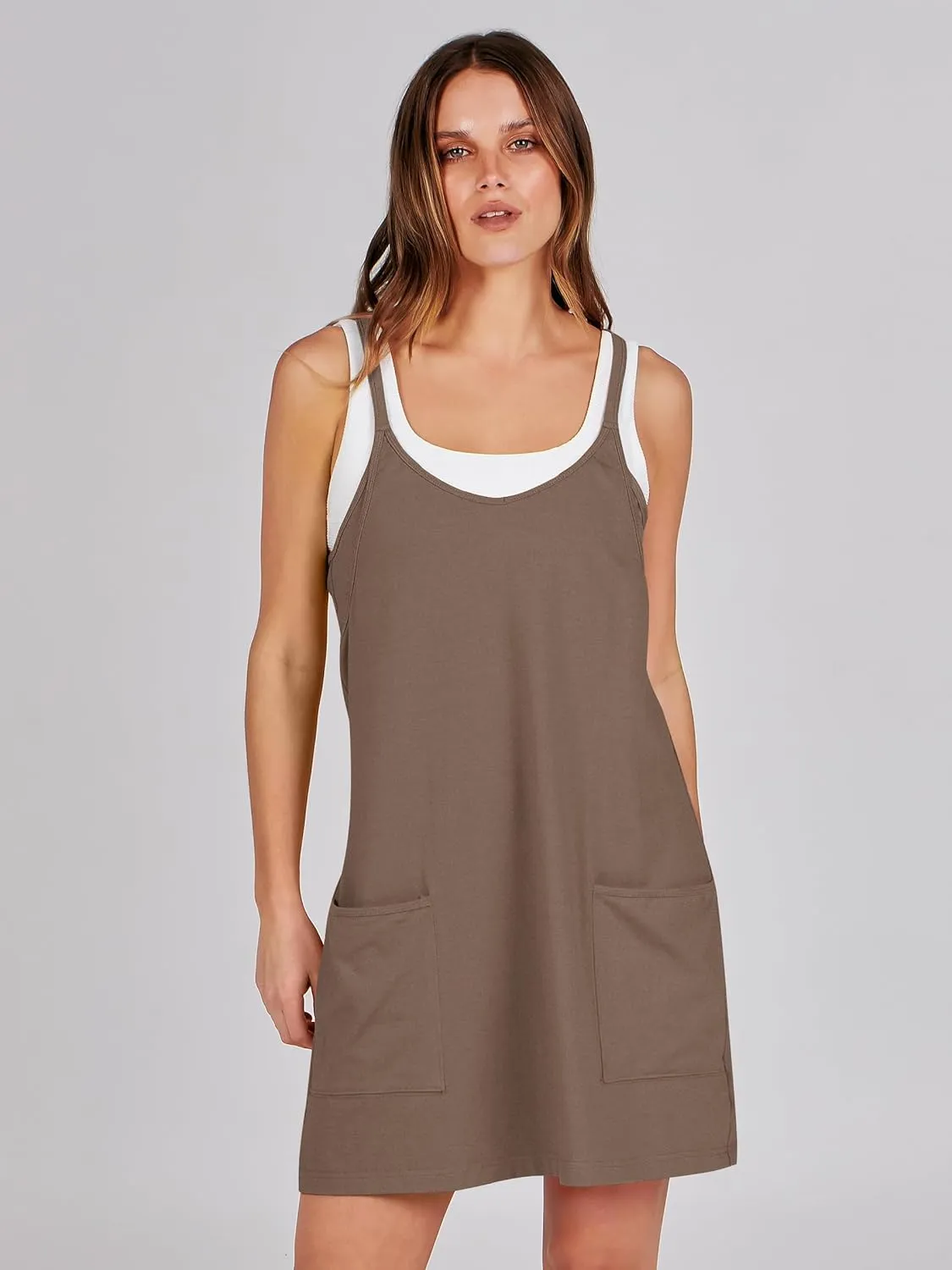 ANRABESS Women Athletic Dress Summer Tennis Workout Active Sports Mini Romper Dress Built in Shorts Travel Vacation Clothes