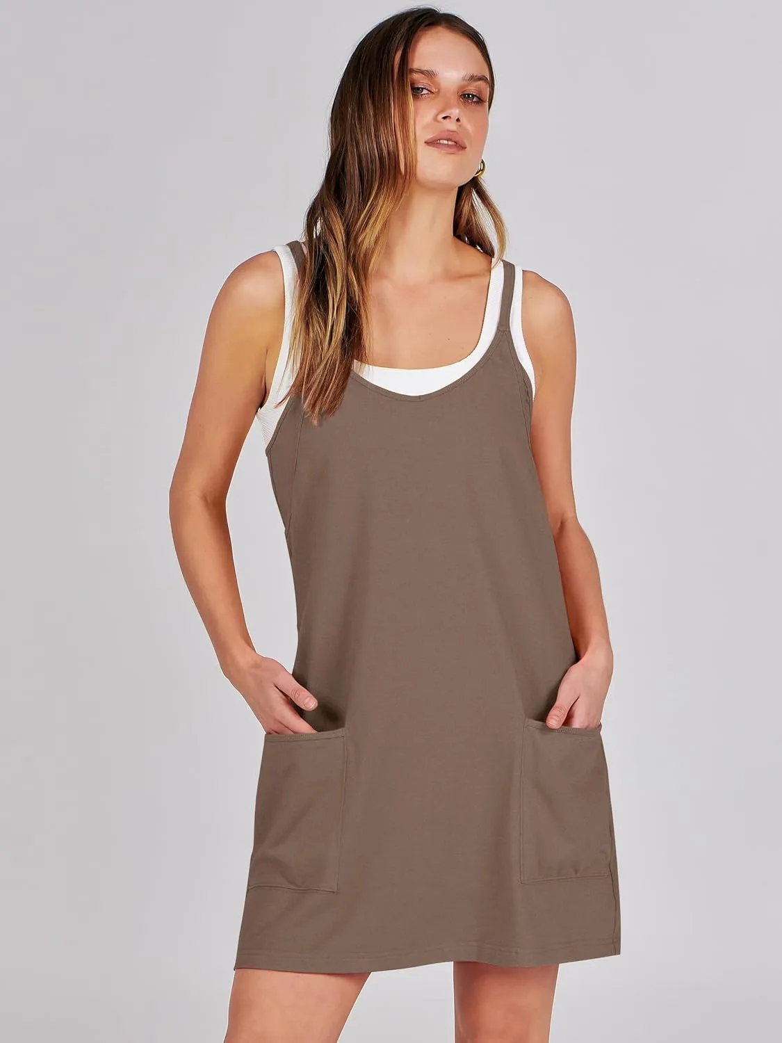 ANRABESS Women Athletic Dress Summer Tennis Workout Active Sports Mini Romper Dress Built in Shorts Travel Vacation Clothes