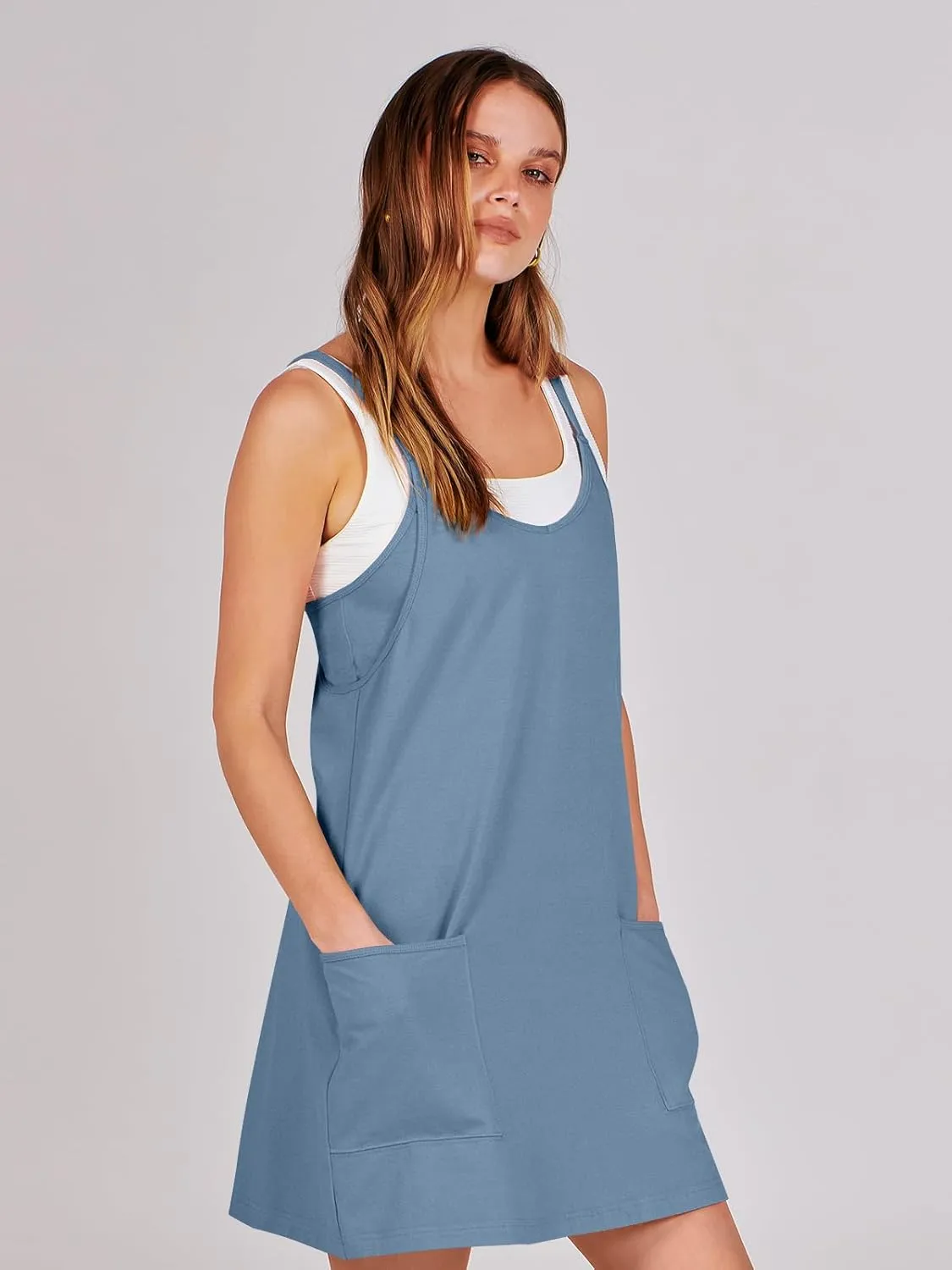 ANRABESS Women Athletic Dress Summer Tennis Workout Active Sports Mini Romper Dress Built in Shorts Travel Vacation Clothes