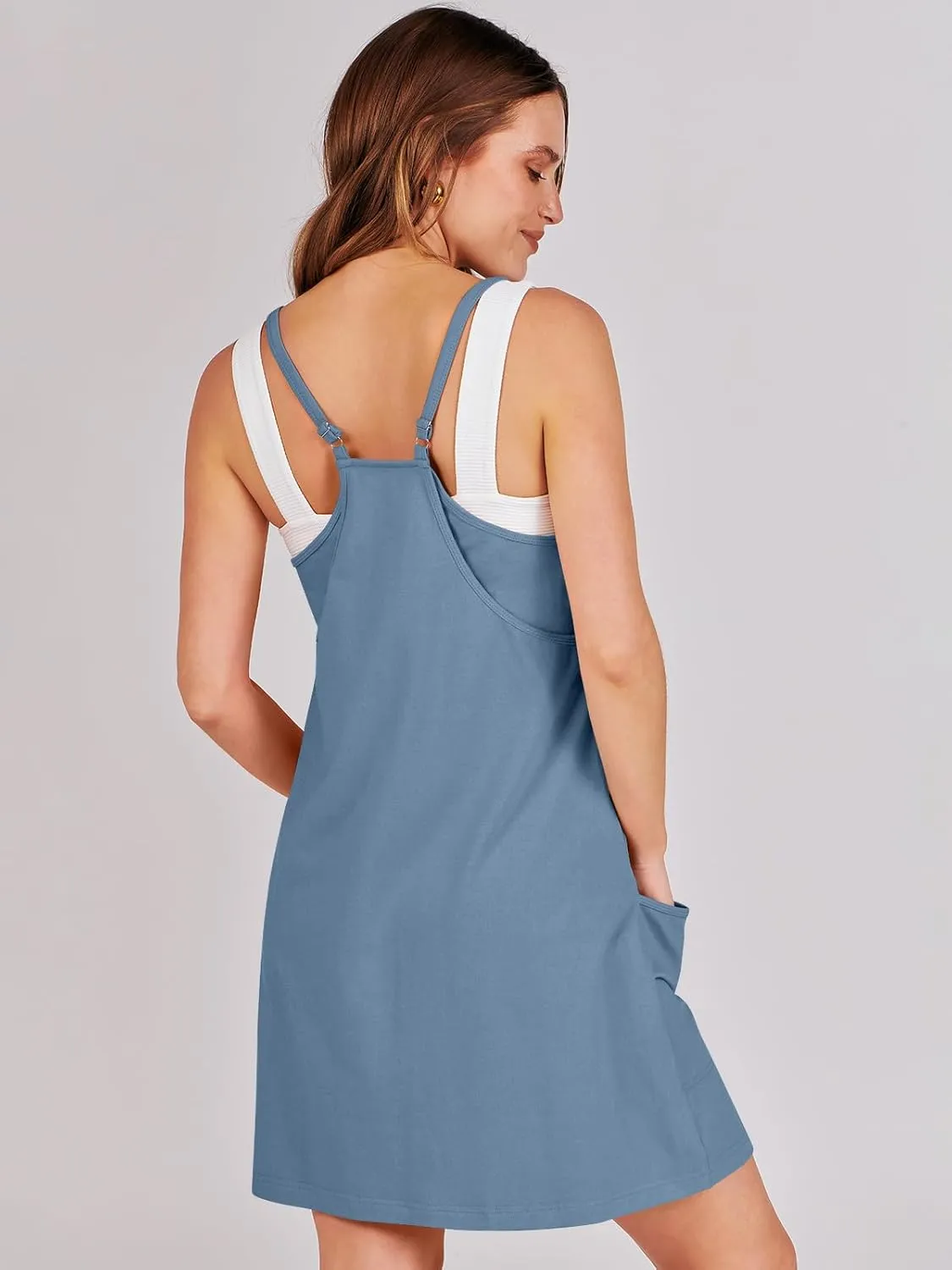 ANRABESS Women Athletic Dress Summer Tennis Workout Active Sports Mini Romper Dress Built in Shorts Travel Vacation Clothes