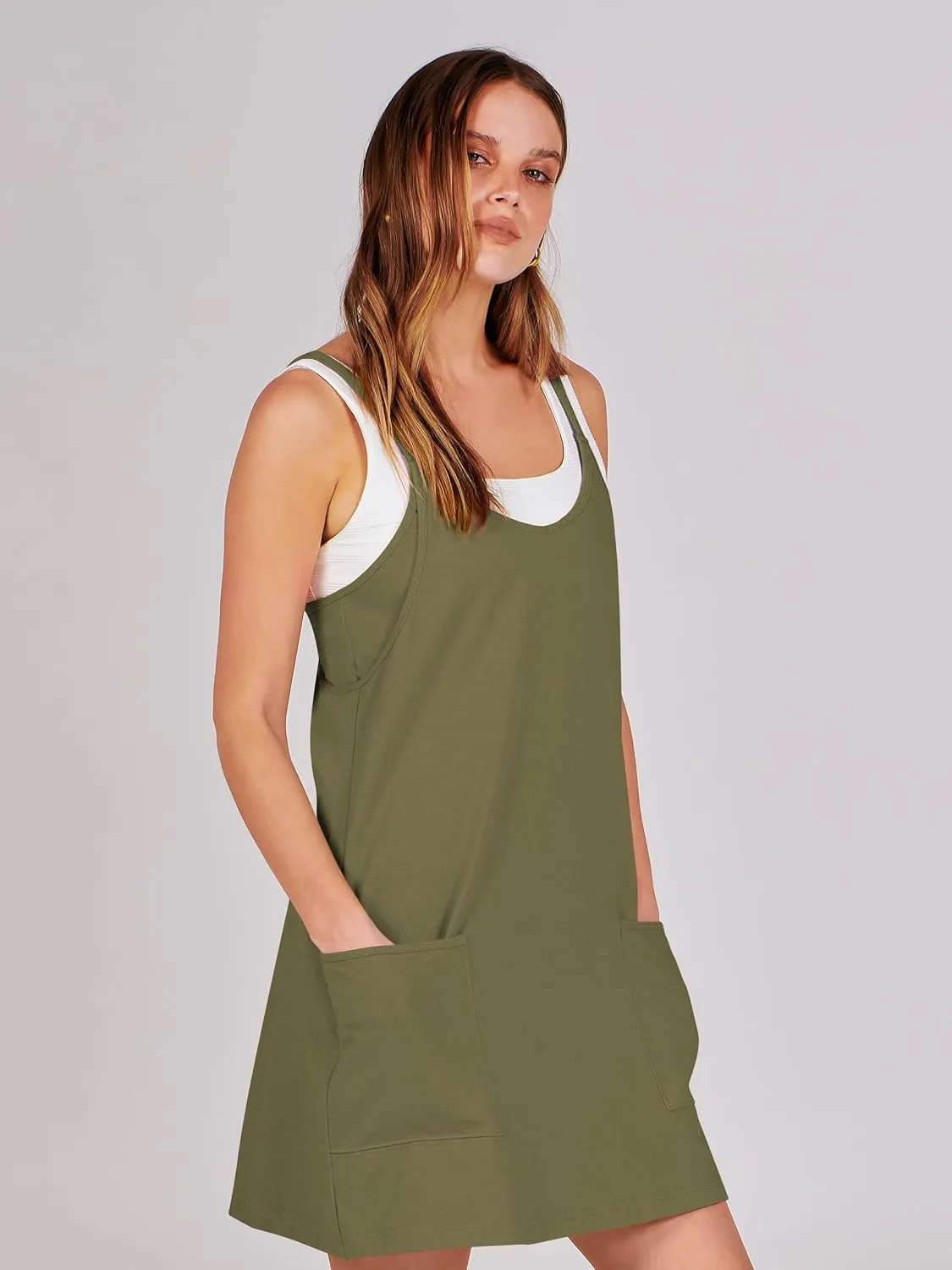 ANRABESS Women Athletic Dress Summer Tennis Workout Active Sports Mini Romper Dress Built in Shorts Travel Vacation Clothes