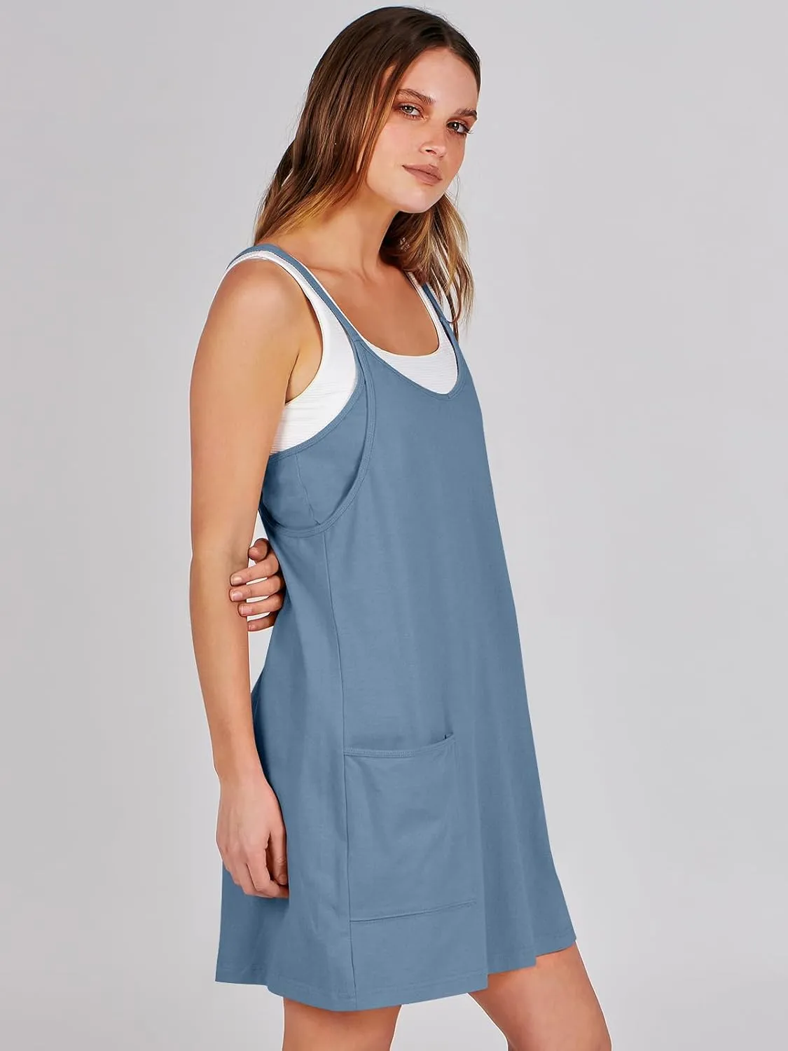 ANRABESS Women Athletic Dress Summer Tennis Workout Active Sports Mini Romper Dress Built in Shorts Travel Vacation Clothes