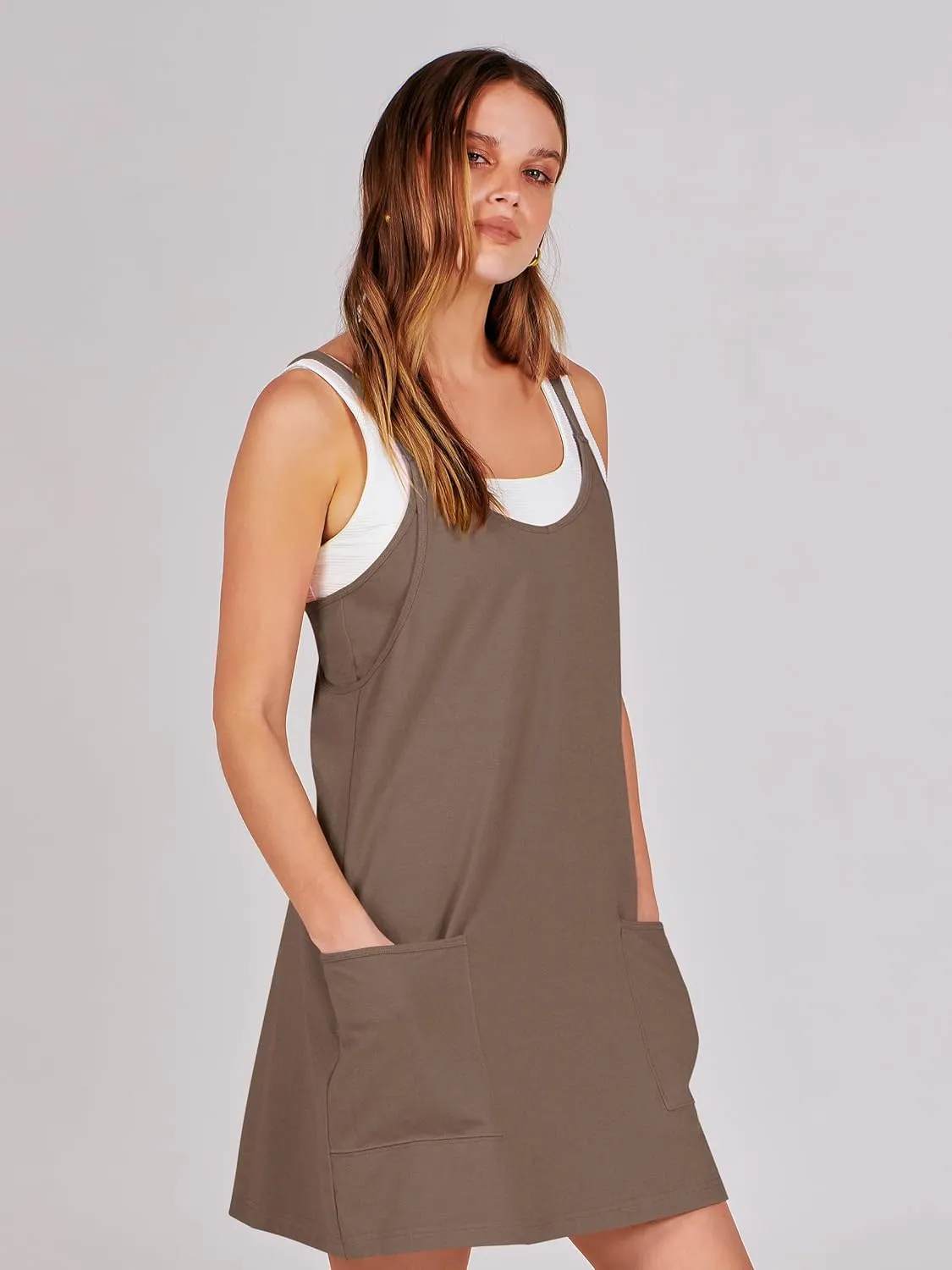 ANRABESS Women Athletic Dress Summer Tennis Workout Active Sports Mini Romper Dress Built in Shorts Travel Vacation Clothes