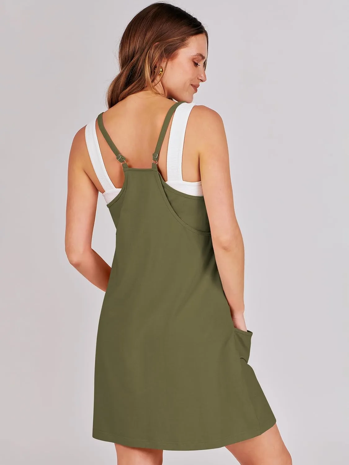 ANRABESS Women Athletic Dress Summer Tennis Workout Active Sports Mini Romper Dress Built in Shorts Travel Vacation Clothes