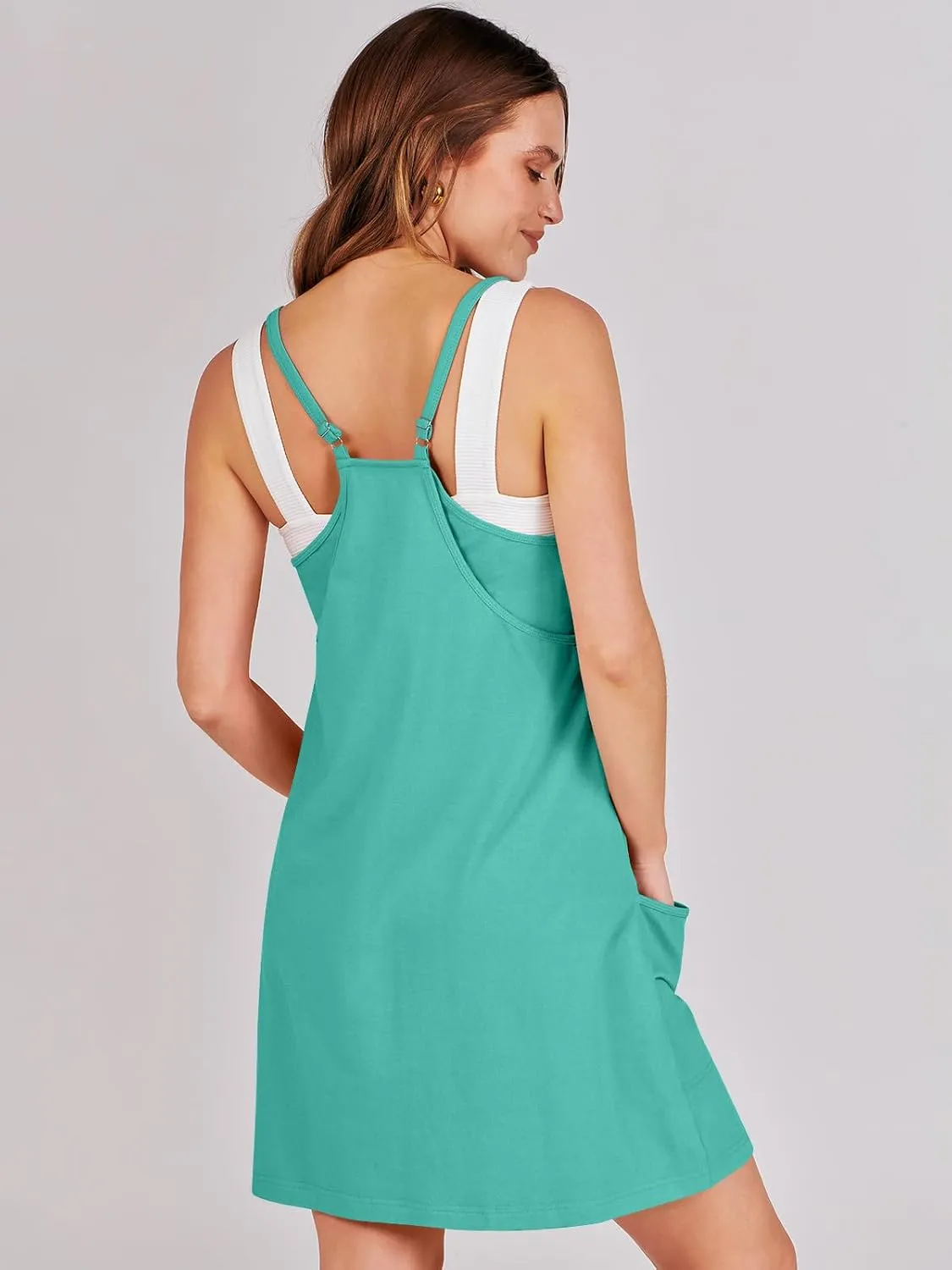 ANRABESS Women Athletic Dress Summer Tennis Workout Active Sports Mini Romper Dress Built in Shorts Travel Vacation Clothes