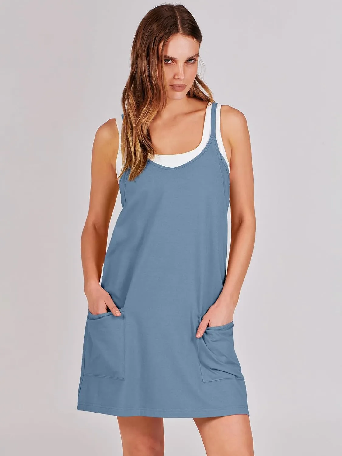 ANRABESS Women Athletic Dress Summer Tennis Workout Active Sports Mini Romper Dress Built in Shorts Travel Vacation Clothes