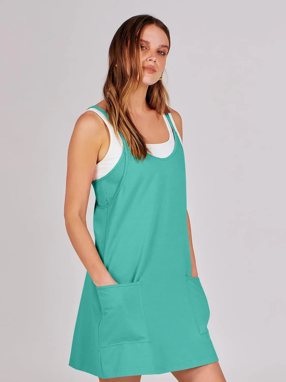 ANRABESS Women Athletic Dress Summer Tennis Workout Active Sports Mini Romper Dress Built in Shorts Travel Vacation Clothes