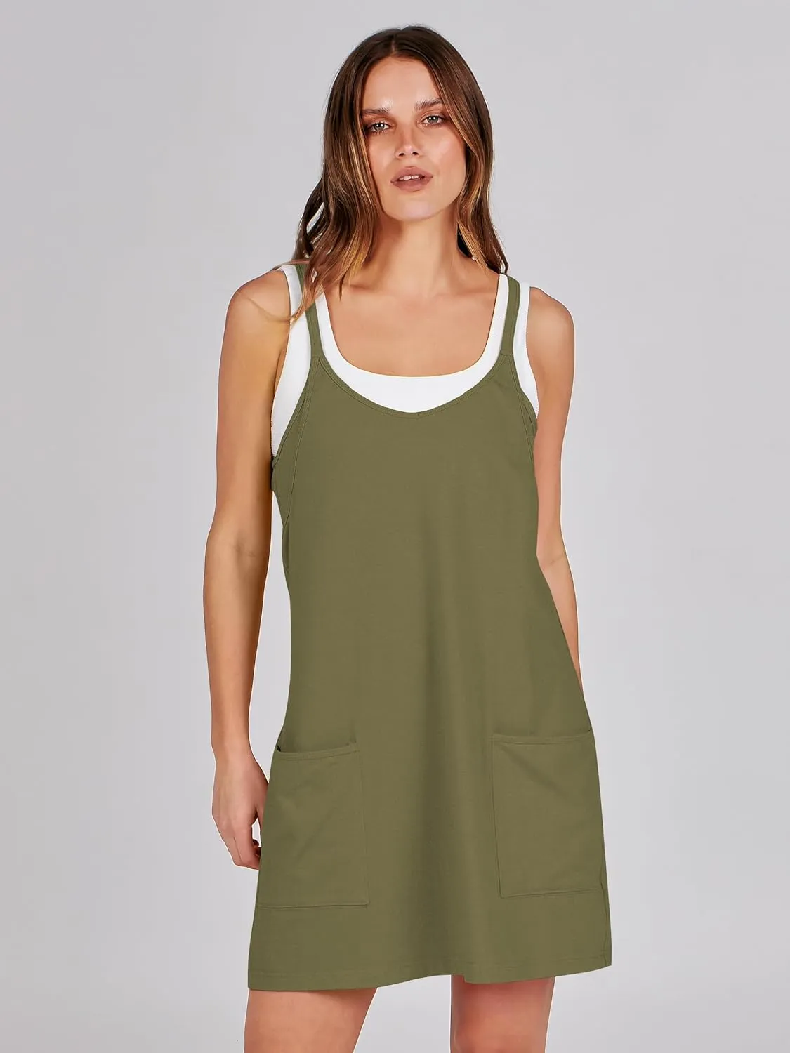 ANRABESS Women Athletic Dress Summer Tennis Workout Active Sports Mini Romper Dress Built in Shorts Travel Vacation Clothes