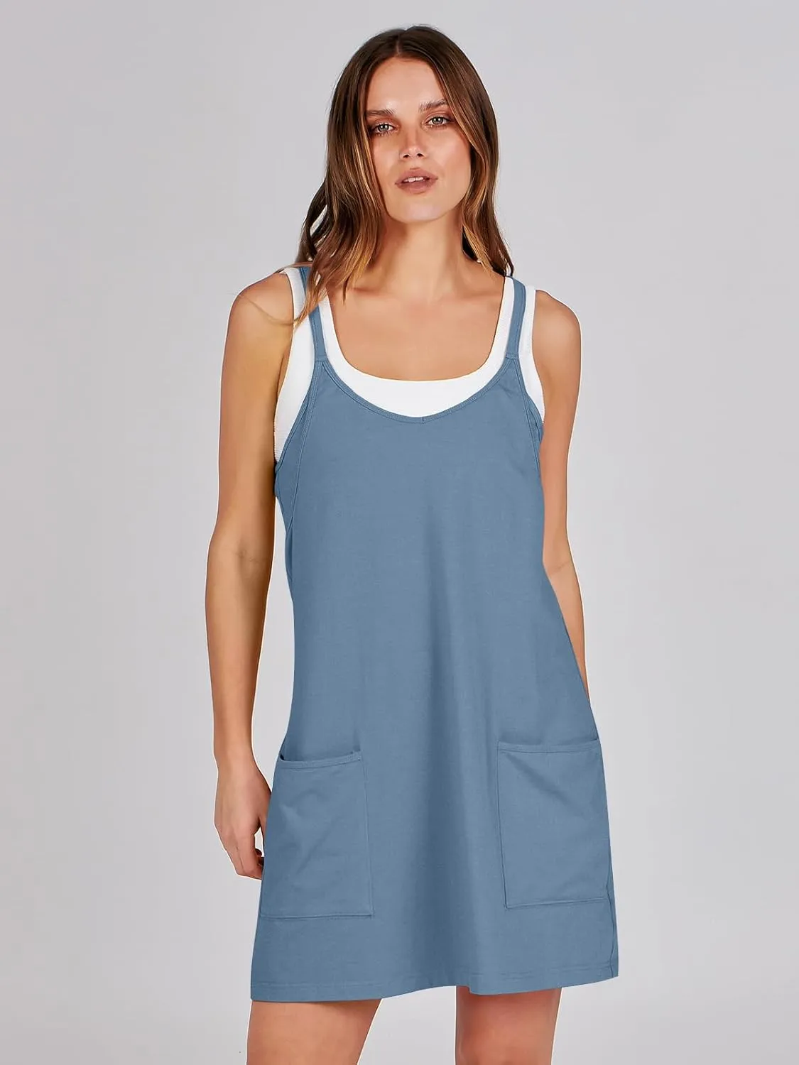 ANRABESS Women Athletic Dress Summer Tennis Workout Active Sports Mini Romper Dress Built in Shorts Travel Vacation Clothes